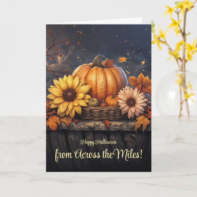 Happy Halloween from Across the Miles Fall Foliage Card (Yellow Flower)