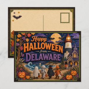 Happy Halloween From Delaware Kids Postcard