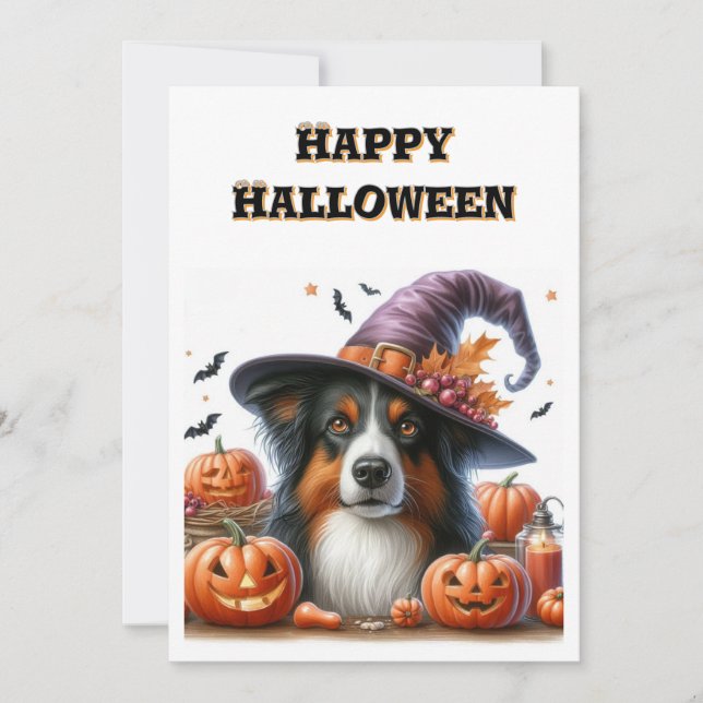 Happy Halloween From Dog Cute Flat Holiday Card (Front)