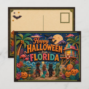 Happy Halloween From Florida Kids Postcard