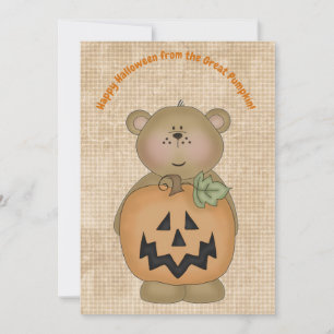 Happy Halloween From Great Pumpkin Teddy Bear Card