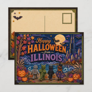 Happy Halloween From Illinois Kids Postcard