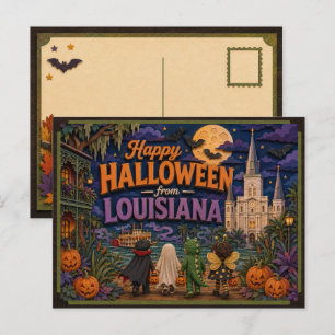 Happy Halloween From Louisiana Kids Postcard