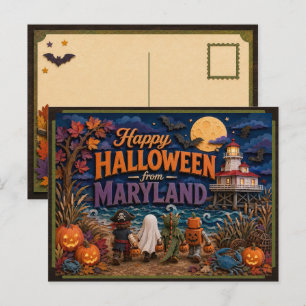 Happy Halloween From Maryland Kids Postcard