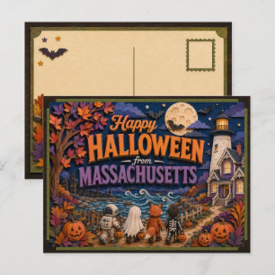 Happy Halloween From Massachusetts Kids Postcard