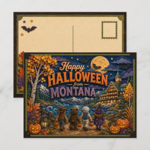 Happy Halloween From Montana Kids Postcard