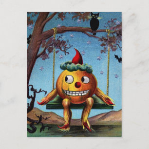 Happy Halloween from Pumpkin on a Swing Postcard