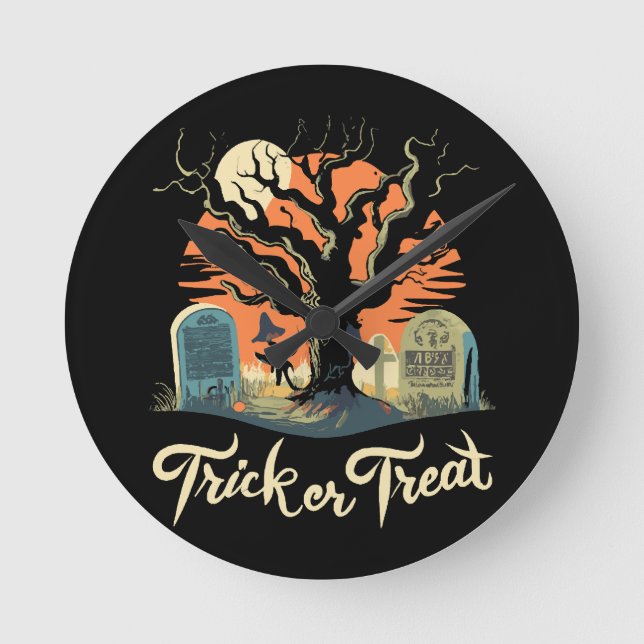 Happy Halloween From Your Funny Graveyard! Round Clock (Front)