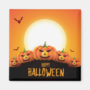 Happy Halloween (Full Moon and Pumpkins) Magnet