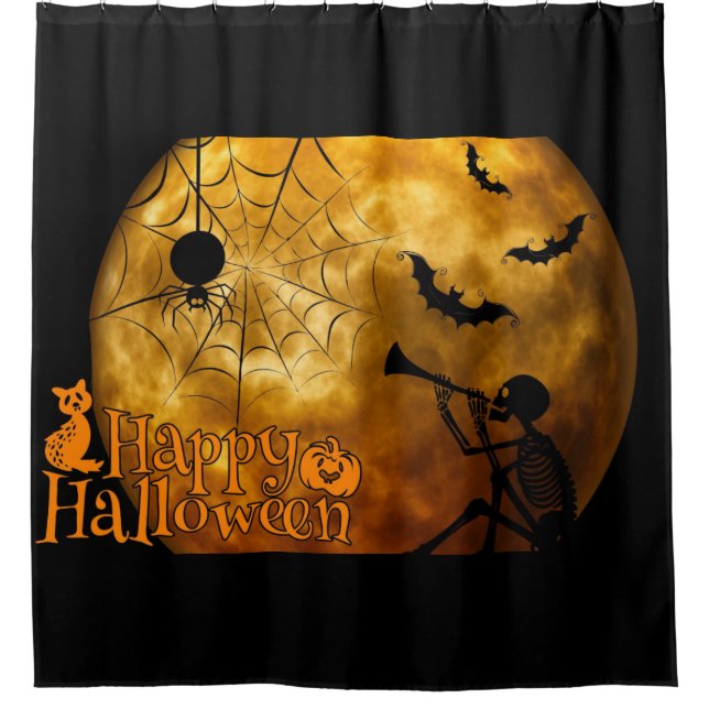 Happy Halloween Full Moon Shower Curtain (Front)