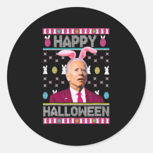 Happy Halloween Fun Bunny Joe Biden Confused Easte Classic Round Sticker