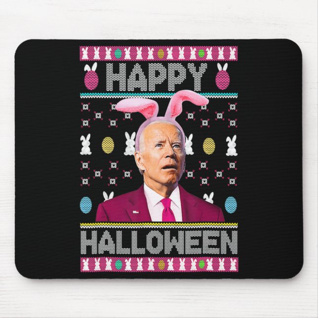 Happy Halloween Fun Bunny Joe Biden Confused Easte Mouse Mat (Front)