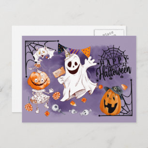 Happy Halloween. Fun Ghost, Jack O'Lantern Postcard