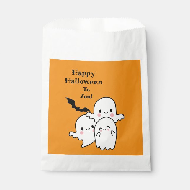 Happy Halloween Fun Ghost Personalise Favour Bags (Front)