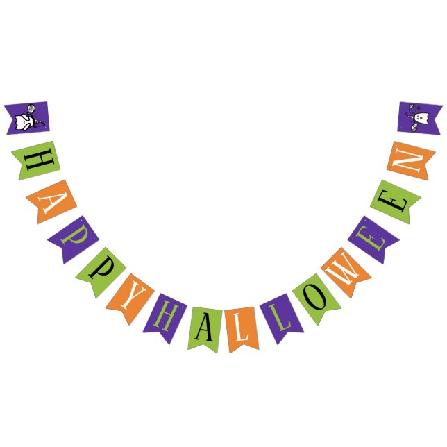 Happy Halloween | Fun Peek a Boo Ghost Multicolor Bunting (All)