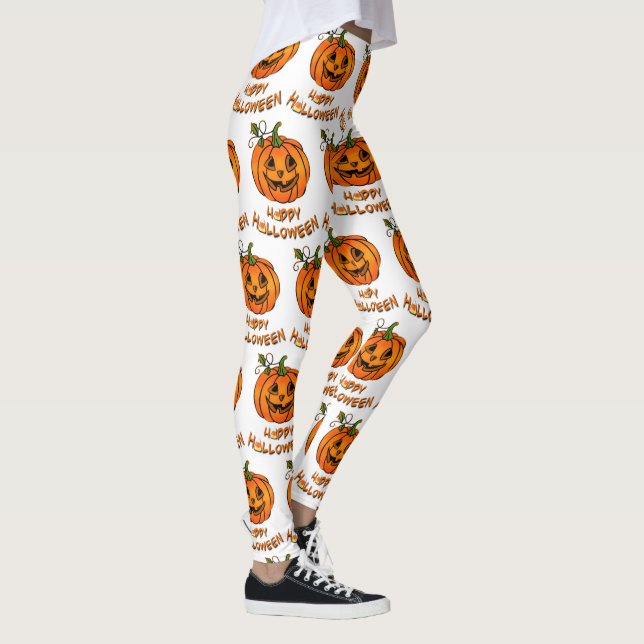 Happy Halloween, fun pumpkin pattern, candy corn   Leggings (Right)