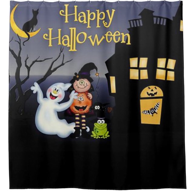 Happy Halloween Fun Spooky Friends Shower Curtain (Front)