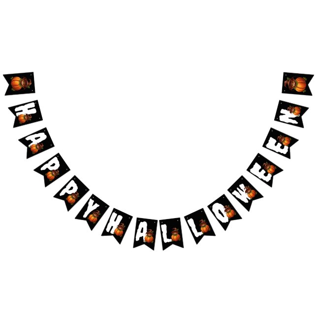 HAPPY HALLOWEEN FUNNY CAT PUMPKIN BUNTING  (All)