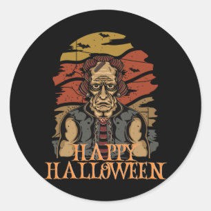 Happy Halloween Funny Creepy Character Classic Round Sticker
