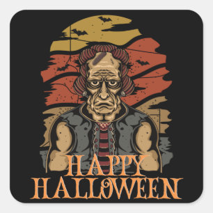 Happy Halloween Funny Creepy Character Square Sticker
