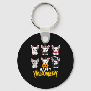 Happy Halloween Funny Dogs Costume Cute Bulldog Key Ring