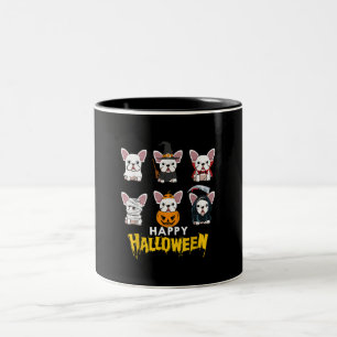 Happy Halloween Funny Dogs Costume Cute Bulldog Two-Tone Coffee Mug