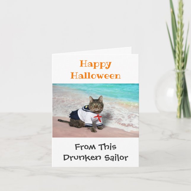 Happy Halloween Funny Humour Cute Cat Costume Phot Card (Front)