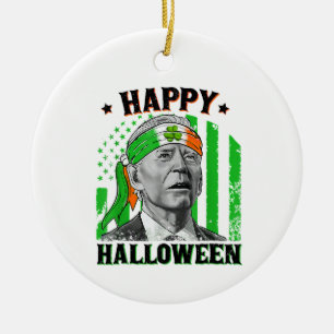 Happy Halloween Funny Joe Biden St Patricks Day Fl Ceramic Tree Decoration