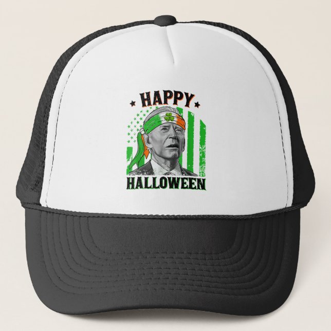 Happy Halloween Funny Joe Biden St Patricks Day Fl Trucker Hat (Front)