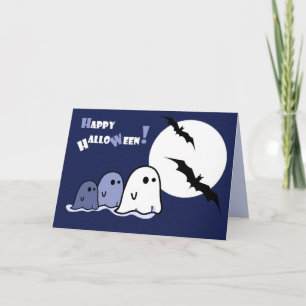 Happy Halloween. Funny Little Ghosts  Card