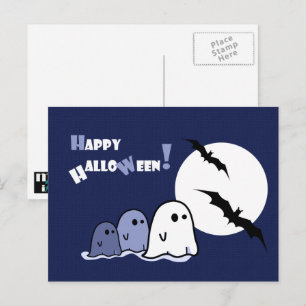 Happy Halloween. Funny Little Ghosts Postcard