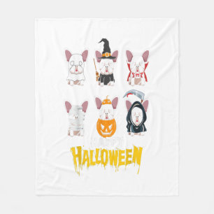 Happy Halloween Funny Pug Dogs Costume Cute French Fleece Blanket