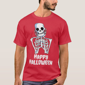 Happy Halloween Funny Pumpkin Spice Skeleton Ghost T-Shirt