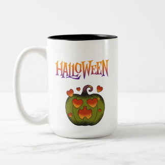 Happy Halloween funny Pumpkin  Two-Tone Coffee Mug