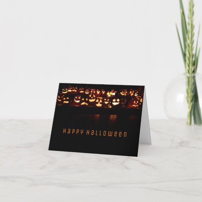 Happy Halloween Funny Pumpkins Candles Lights Card (Front)