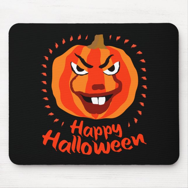 🎃 Happy Halloween – Funny, Scary & Cute Pumpkin Mouse Mat (Front)