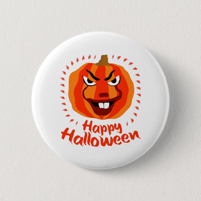 Happy Halloween 🎃 Funny Scary Spooky Pumpkin 6 Cm Round Badge (Front)