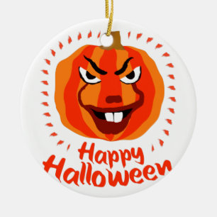 Happy Halloween 🎃 Funny Scary Spooky Pumpkin Ceramic Tree Decoration