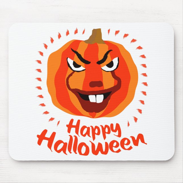 Happy Halloween 🎃 Funny Scary Spooky Pumpkin Mouse Mat (Front)