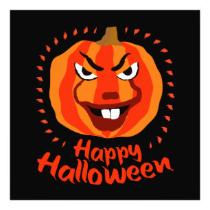 Happy Halloween 🎃 Funny Scary Spooky Pumpkin Photo Print
