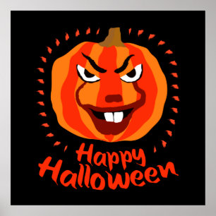 Happy Halloween 🎃 Funny Scary Spooky Pumpkin Poster