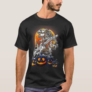 Happy Halloween Funny Skeleton Playing Guitar Pump T-Shirt