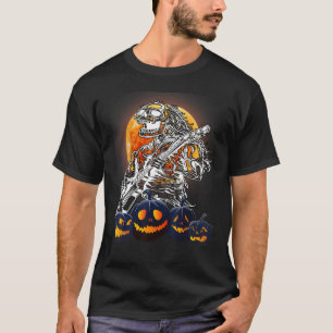 Happy Halloween Funny Skeleton Playing Guitar Pump T-Shirt