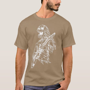 Happy Halloween Funny Skeleton Playing Guitar Pump T-Shirt