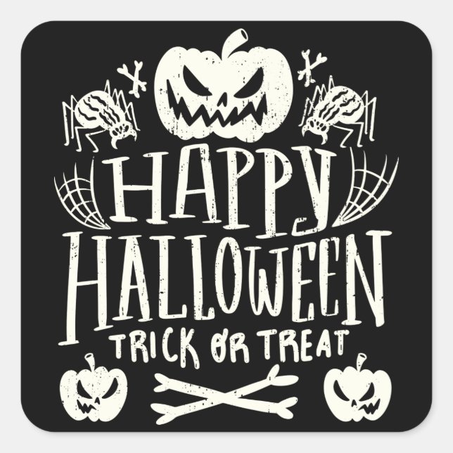 Happy Halloween, Funny Spooky Season Square Sticker (Front)