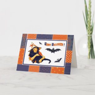 Happy Halloween! Funny Vintage Girl Card