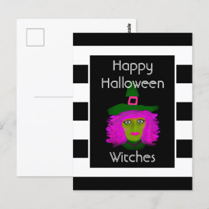 Happy Halloween Funny Wicked Witch Quote Postcard