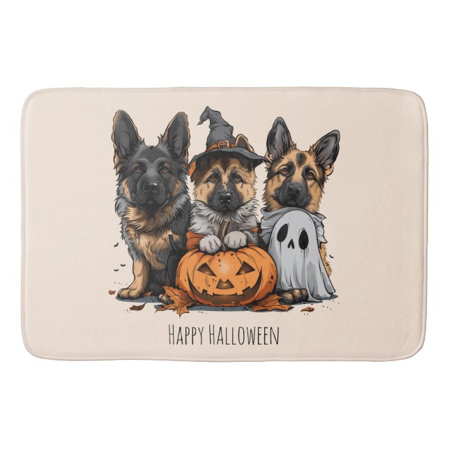 Happy Halloween German Shepherd Dogs Bath Mat (Front)