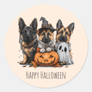 Happy Halloween German Shepherd Dogs Classic Round Sticker