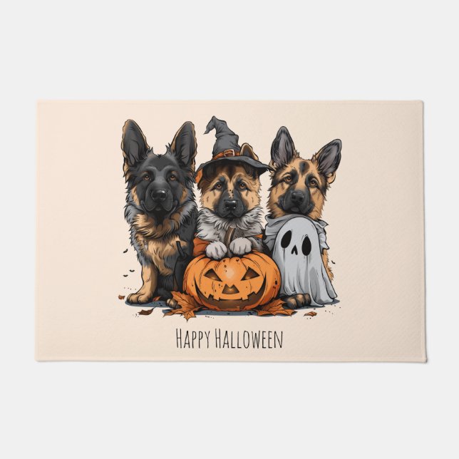 Happy Halloween German Shepherd Dogs Doormat (Front)